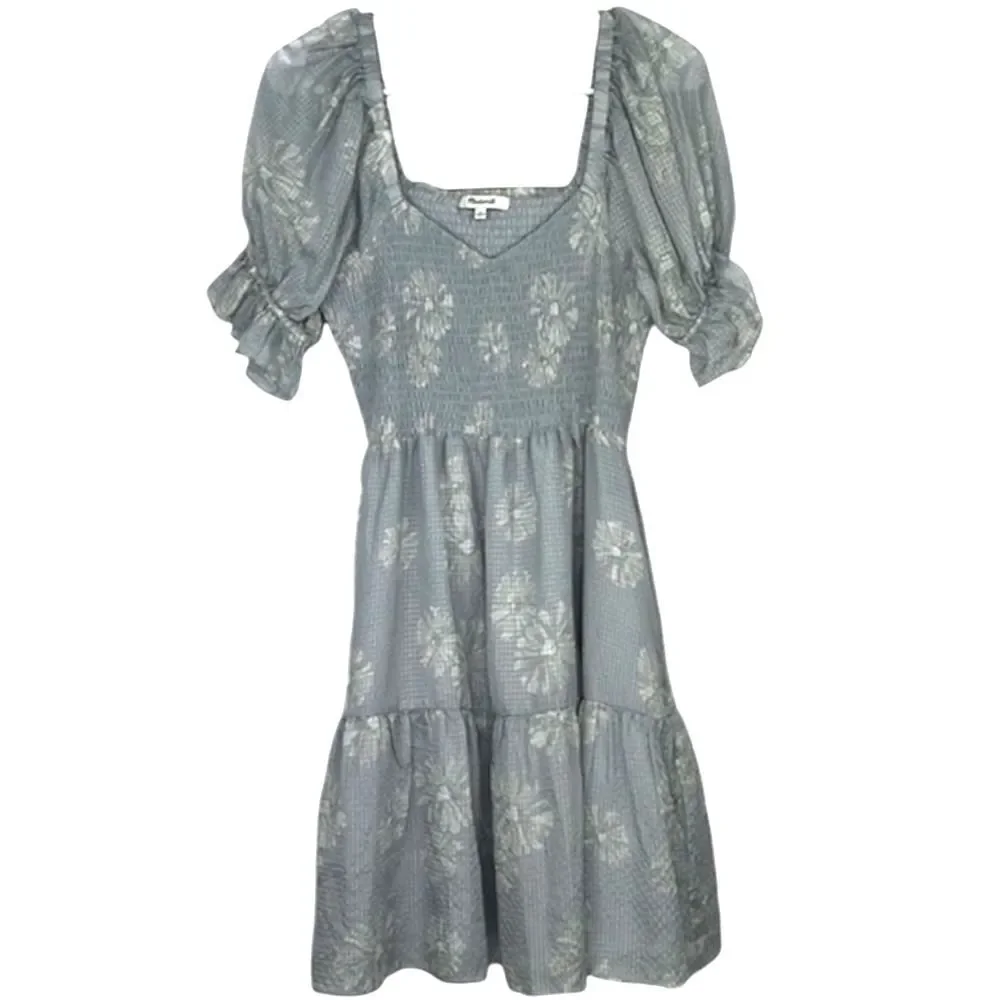 Madewell Size 100% Silk Lucie Smocked Mini Dress in Moody Blooms Size Medium - Picture 4 of 16